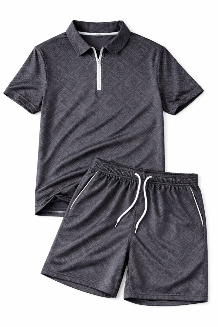 Breathable men’s summer set – polo shirt and shorts, for casual outings
