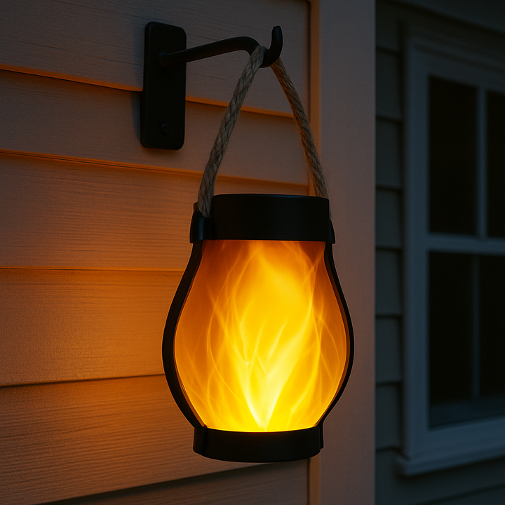 Solar Lantern Lights with Flickering Flame Effect for Outdoor Garden and Patio Decor, Dual Charging Modes, Waterproof Design