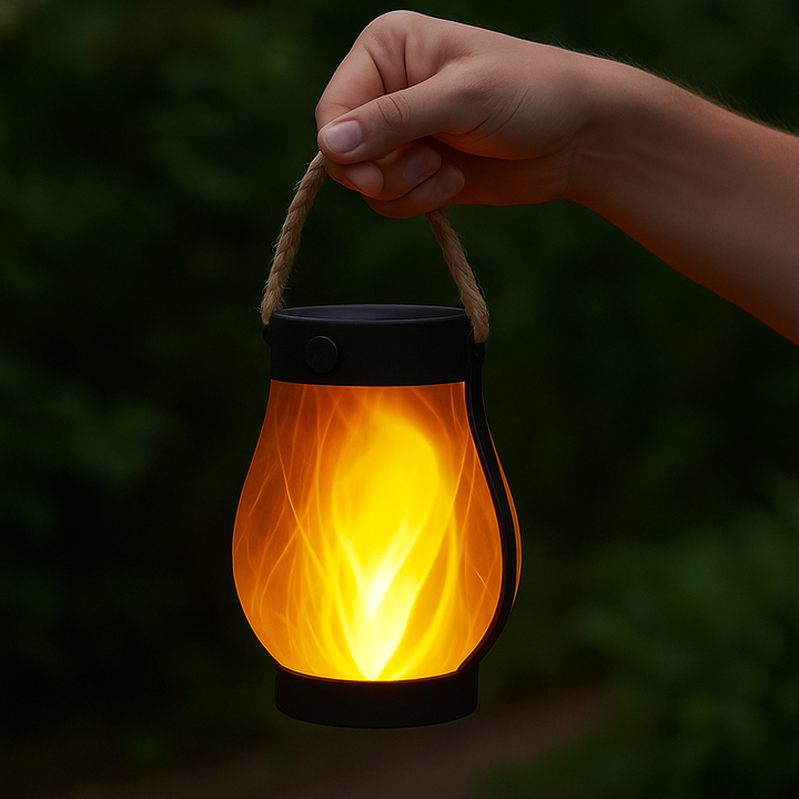 Solar Lantern Lights with Flickering Flame Effect for Outdoor Garden and Patio Decor, Dual Charging Modes, Waterproof Design