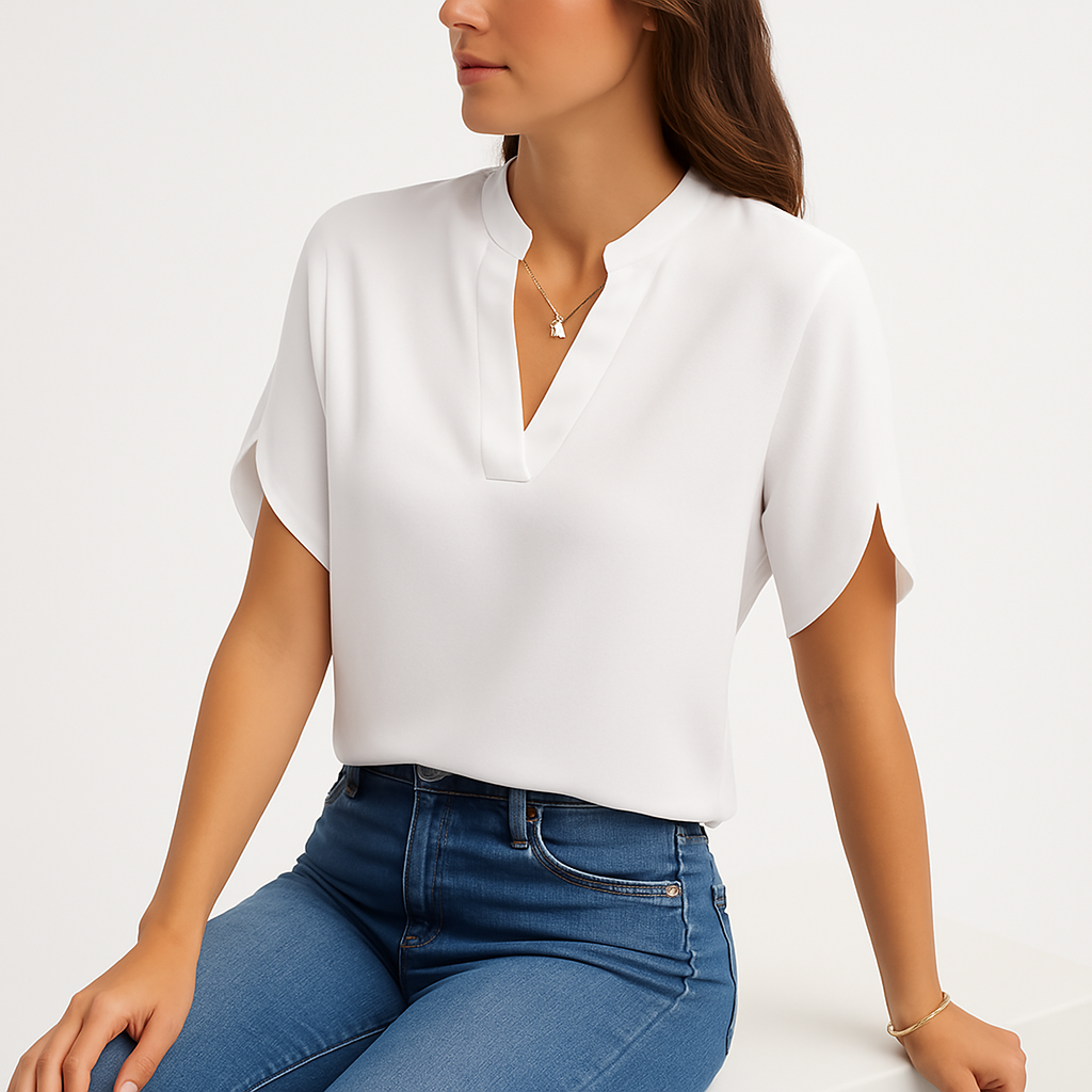 Summer Tops For Women Blouse V Neck Short Sleeve Loose White Shirts Fashion