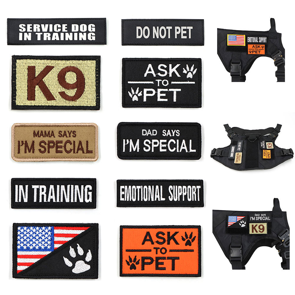 Dog Harness Patches Set 12 Hook And Loop Patches For Harnesses Do Not Pet Service In Training USA Flag Fall 2025 Gift