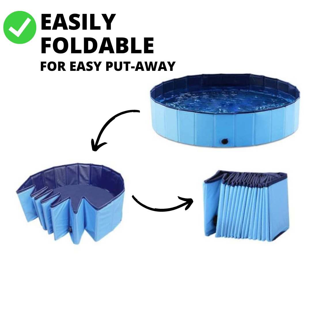 Pop-Up Dog Pool Foldable - Outdoor Bath And Pool For Pets, Summer 2025 Easy Setup, Side Drain, Durable Lining