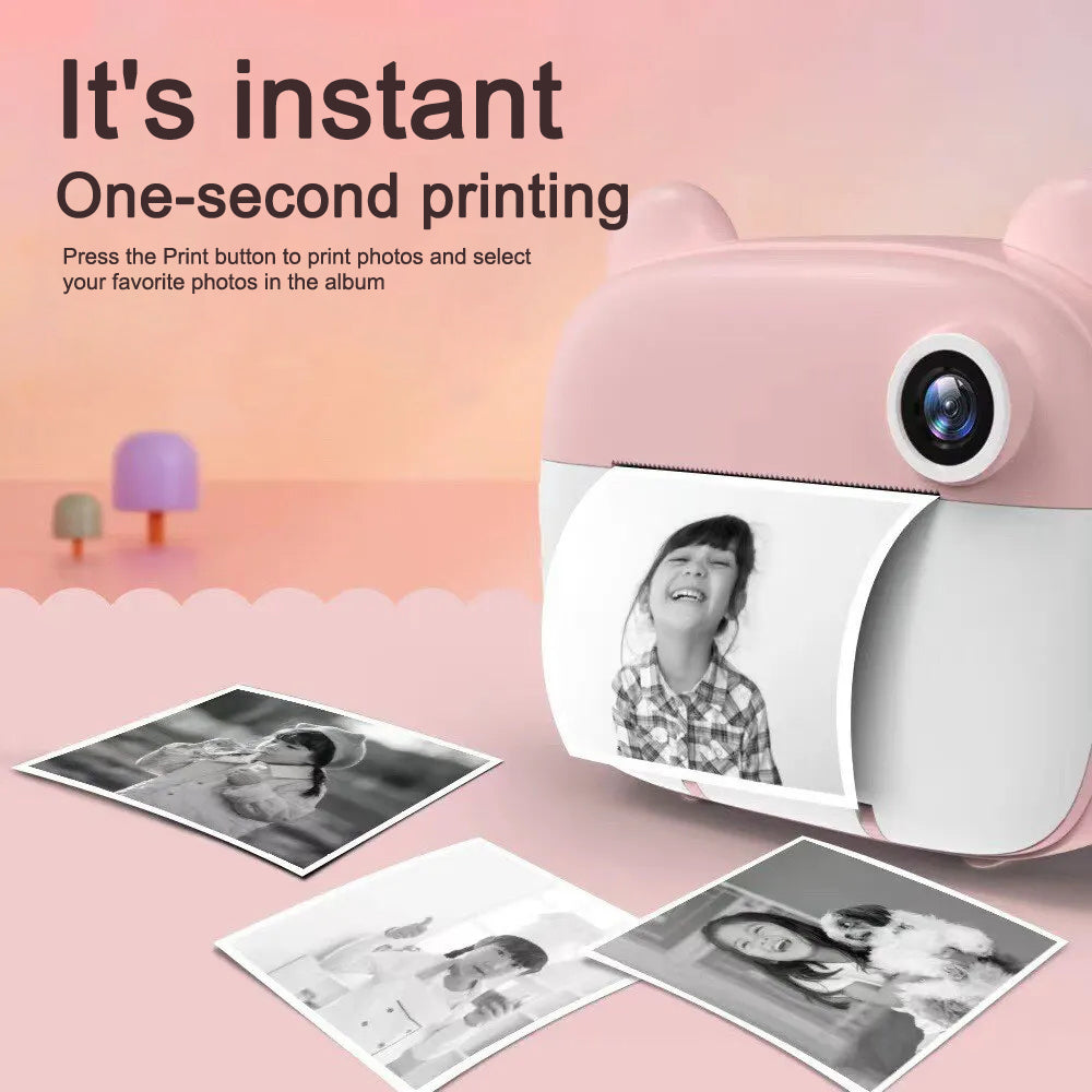 Kid Instant Print Camera - Fun Photography for Kids, Lightweight, Easy to Use, Black &amp; White Prints