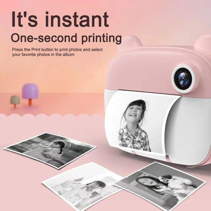 Kid Instant Print Camera - Fun Photography for Kids, Lightweight, Easy to Use, Black &amp; White Prints