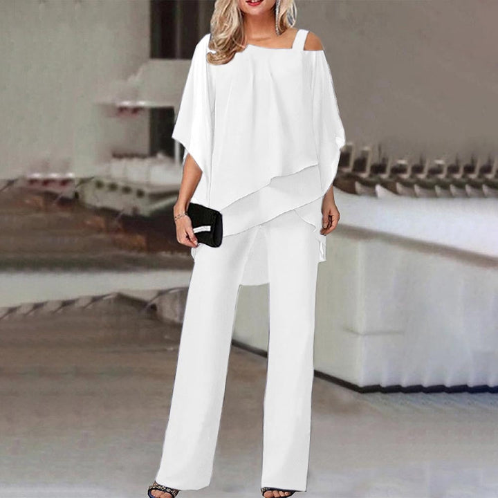 Lightweight women’s two-piece set – cold shoulder design, high-quality fabric, for business and special occasions