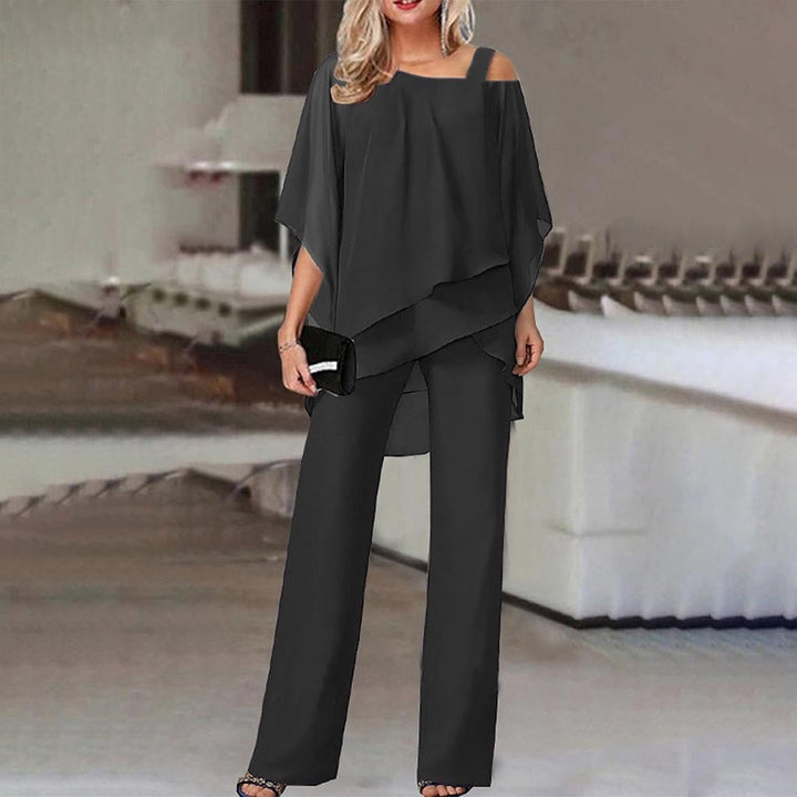 Lightweight women’s two-piece set – cold shoulder design, high-quality fabric, for business and special occasions