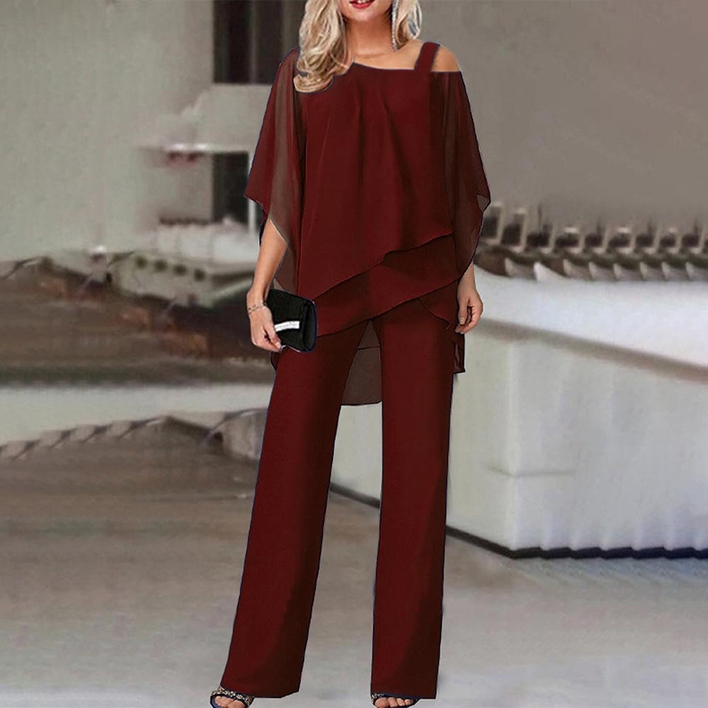 Lightweight women’s two-piece set – cold shoulder design, high-quality fabric, for business and special occasions