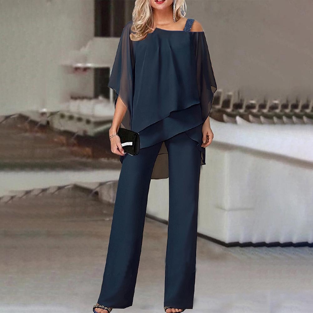 Lightweight women’s two-piece set – cold shoulder design, high-quality fabric, for business and special occasions
