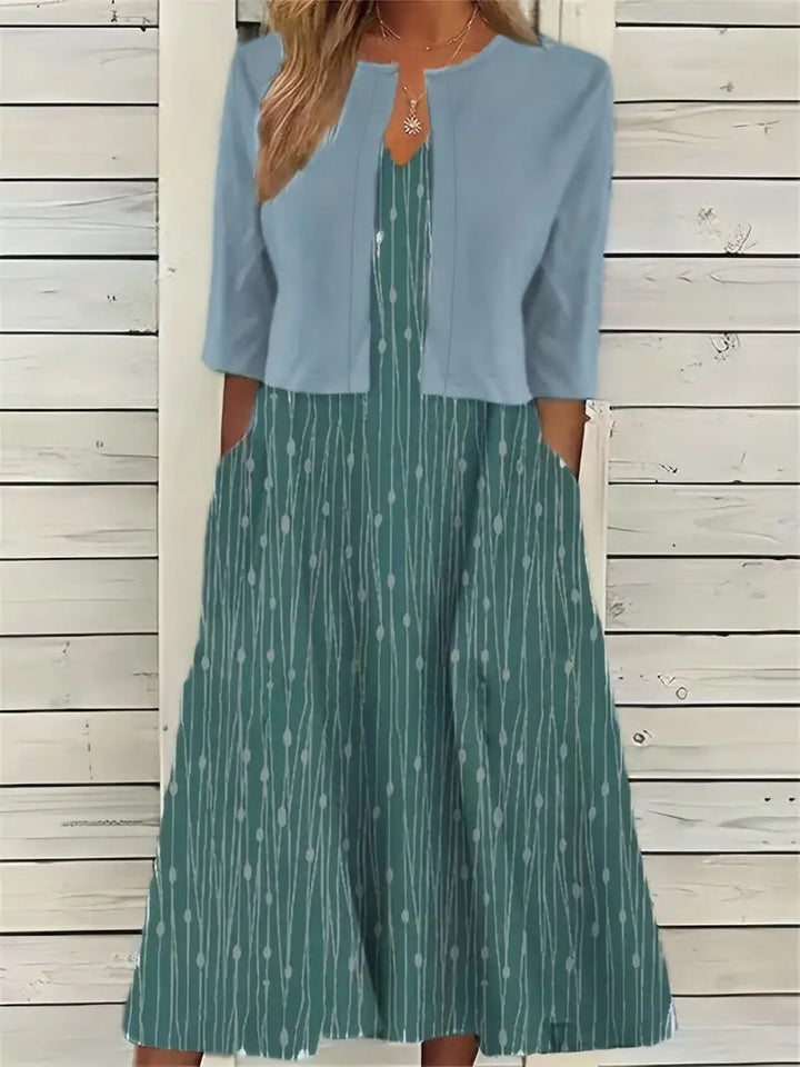 Flowy women’s maxi dress – fitted floral skirt with solid crop top, for weddings or special occasions