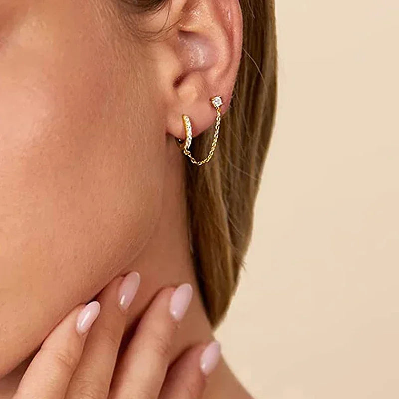 Gold Hoop Earrings with Stylish Tassel Design for Women, Lightweight Fashion Jewelry for Dance Parties