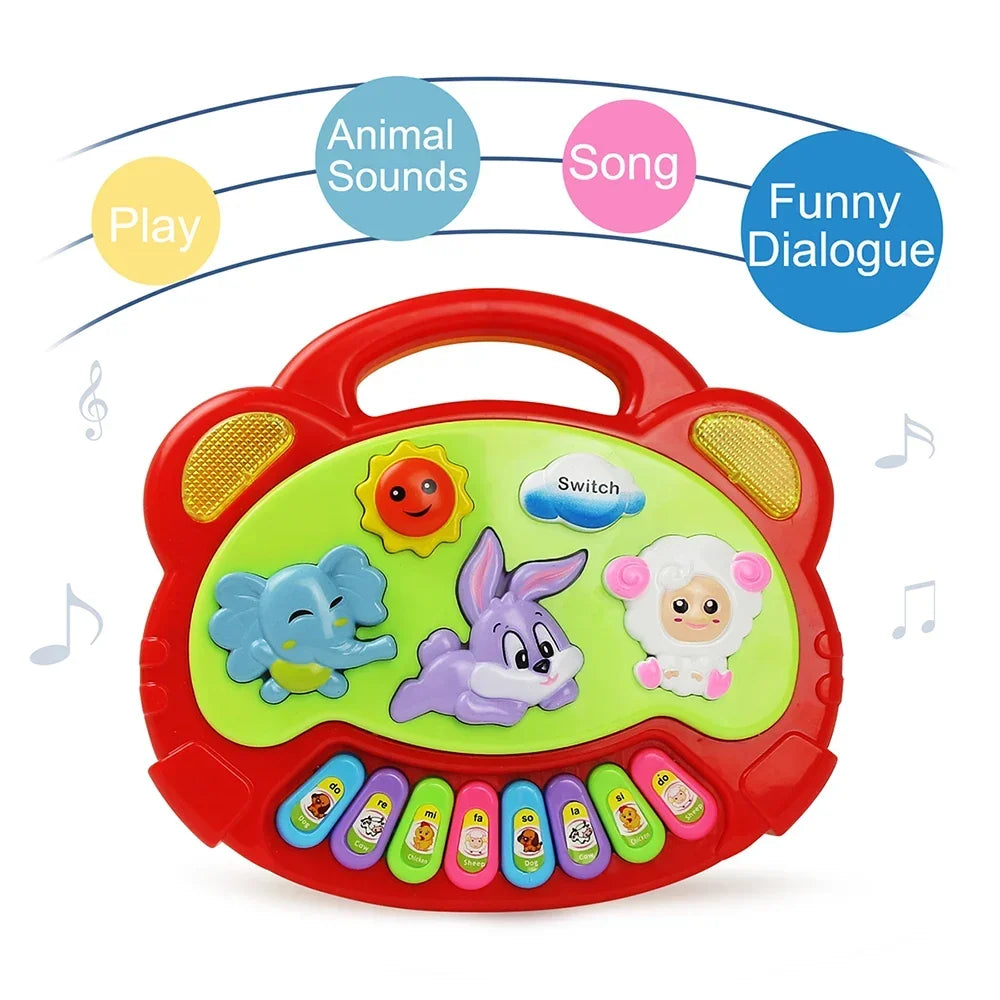 Elephant Rabbit Kids Piano Keyboard Game with Animal Sounds, Light Music Educational Toy, Baby Gift