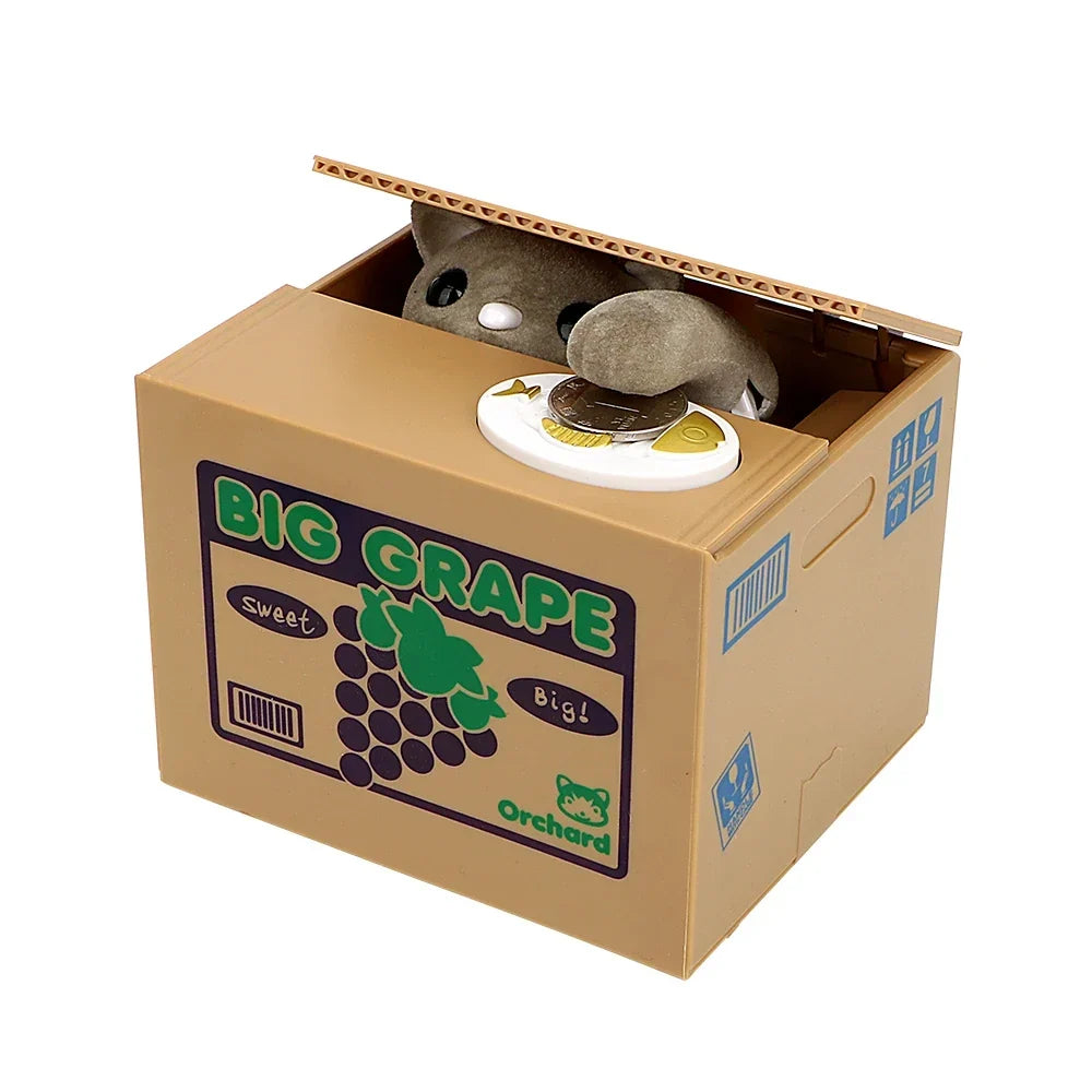Automated Cat Coin Bank - Plastic Saving Money Box for Kids, Creative Piggy Bank Toy Gift