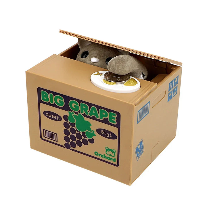 Automated Cat Coin Bank - Plastic Saving Money Box for Kids, Creative Piggy Bank Toy Gift