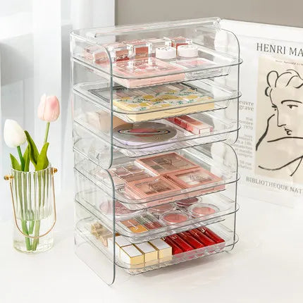 3 Layers Cosmetic Storage Box - Dustproof Makeup Organizer for jewellery, Skin Care, Desktop