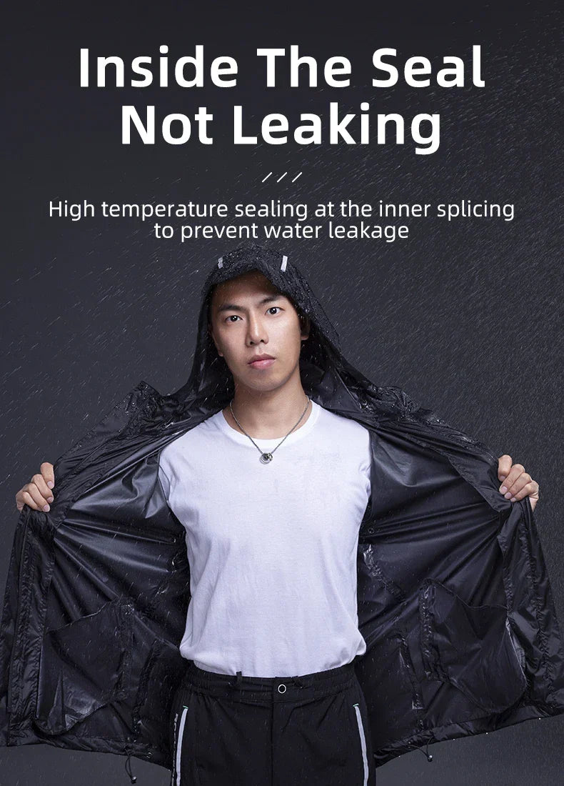 Waterproof Mens Cycling Jacket - Hooded, Nylon, For Rain