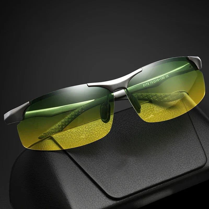 Sunglasses Photochromic Polarized UV400 Rimless Driving Glasses, Day Night Vision, Lightweight Frame VT2173
