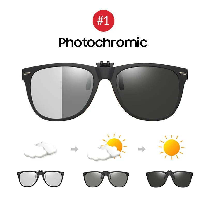 Photochromic Sunglasses Flip-Up Clip-On Polarized Lenses for Driving Summer 2026 Trend Gift Idea