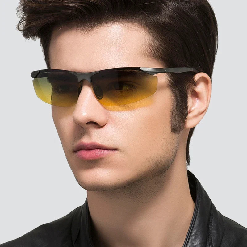 Sunglasses Photochromic Polarized UV400 Rimless Driving Glasses, Day Night Vision, Lightweight Frame VT2173