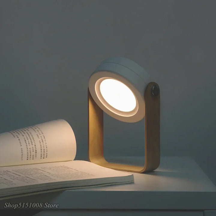 Creative Wood Handle Folding LED Night Light Lantern for Reading, USB Charging