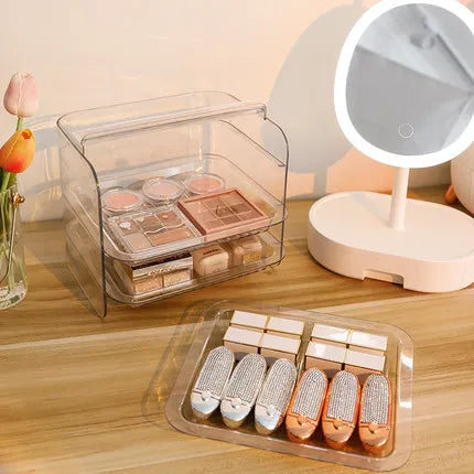 3 Layers Cosmetic Storage Box - Dustproof Makeup Organizer for jewellery, Skin Care, Desktop
