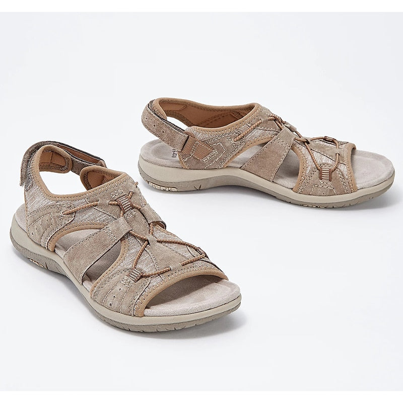 Comfortable Open Toe Sandals for Women with 3-Point Support and Shock Absorption, Ideal for Daily Wear and Pain Relief