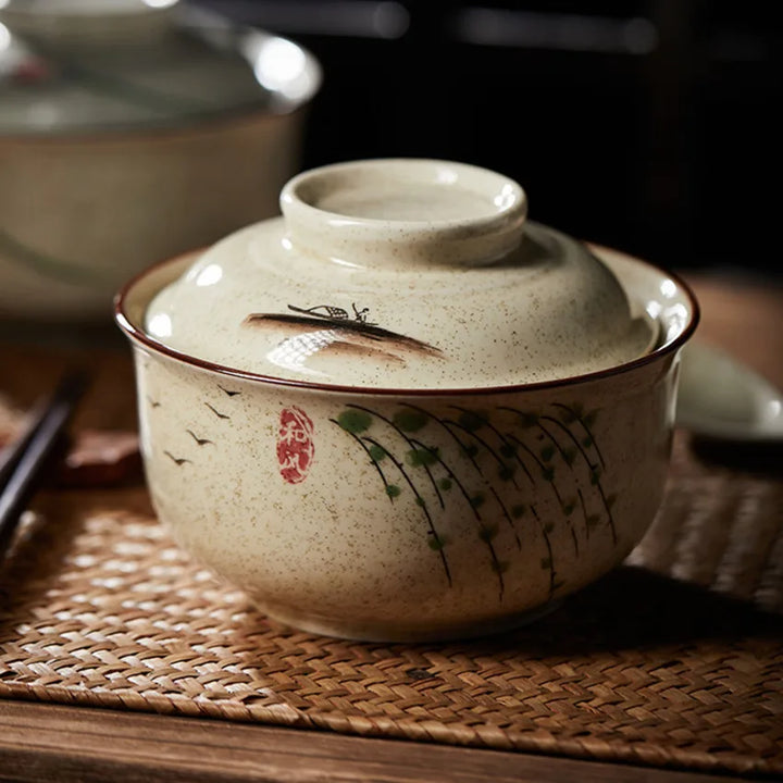 Ramen Bowl Large Ceramic With Lid Retro Fall 2025 Tableware
