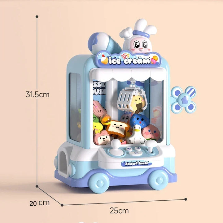 Mini Cartoon Claw Crane Machine Toy for Kids - Plush Rabbit Doll Grabber with Music &amp; Lights
