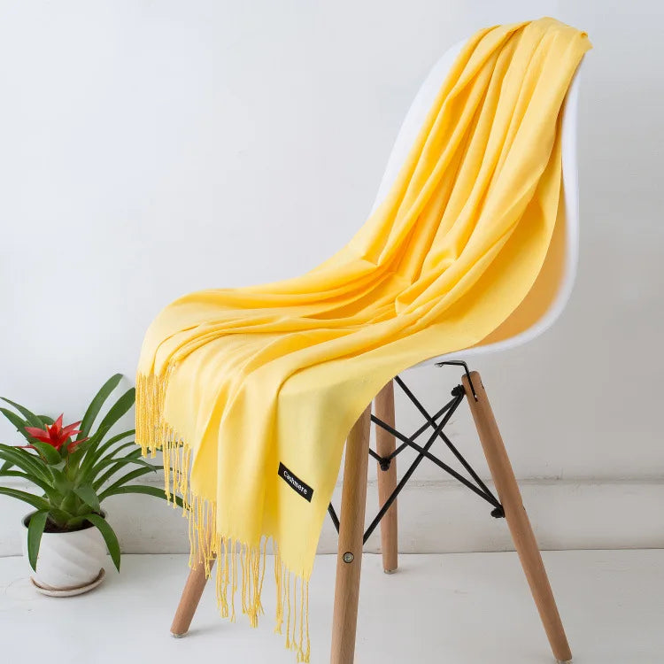 Warm Cozy Women Scarf - Long Fringe, Cashmere, Winter