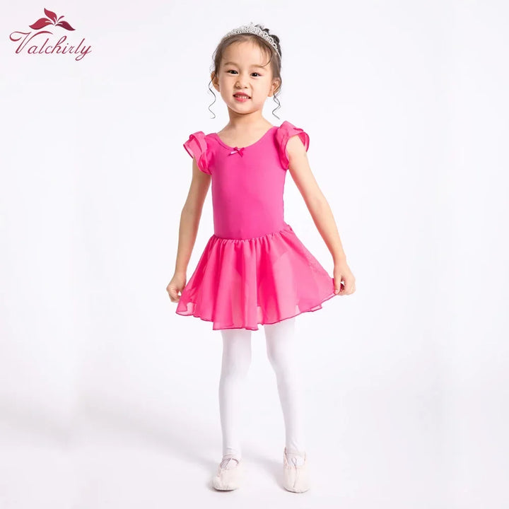 Soft girls ballet leotard with tutu - chiffon skirt, stretch fabric, for dance class