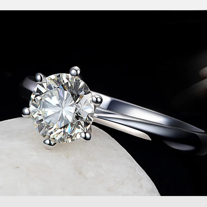 Engagement Ring Sterling Silver Solitaire Ring Austrian Crystal Fall 2026 Timeless Sparkle Gift Idea