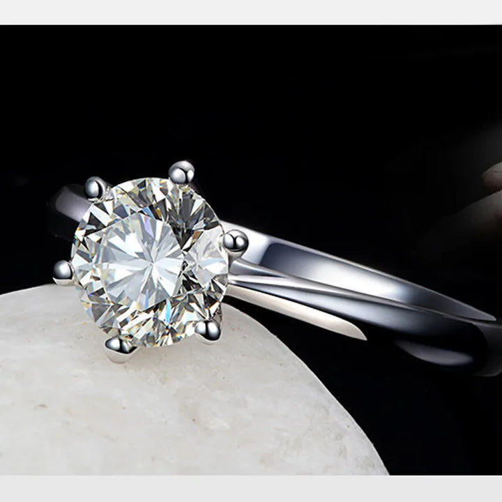 Engagement Ring Sterling Silver Solitaire Ring Austrian Crystal Fall 2026 Timeless Sparkle Gift Idea
