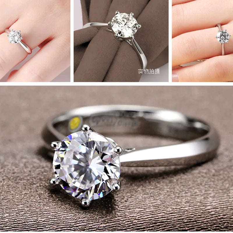 Engagement Ring Sterling Silver Solitaire Ring Austrian Crystal Fall 2026 Timeless Sparkle Gift Idea