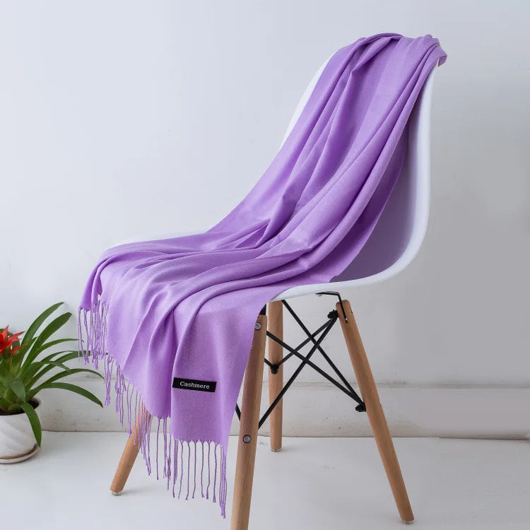 Warm Cozy Women Scarf - Long Fringe, Cashmere, Winter