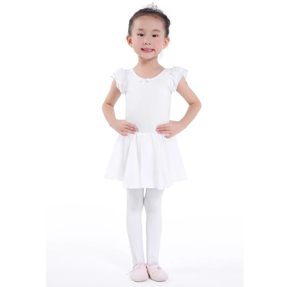 Soft girls ballet leotard with tutu - chiffon skirt, stretch fabric, for dance class