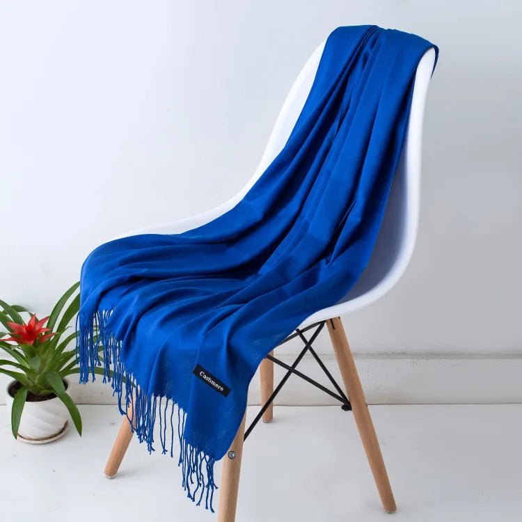 Warm Cozy Women Scarf - Long Fringe, Cashmere, Winter