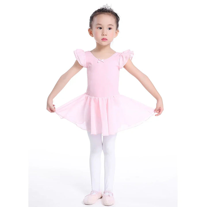 Soft girls ballet leotard with tutu - chiffon skirt, stretch fabric, for dance class