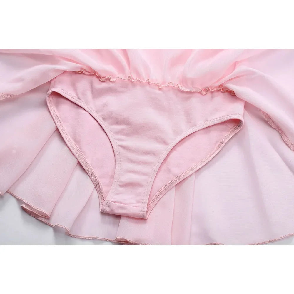 Soft girls ballet leotard with tutu - chiffon skirt, stretch fabric, for dance class