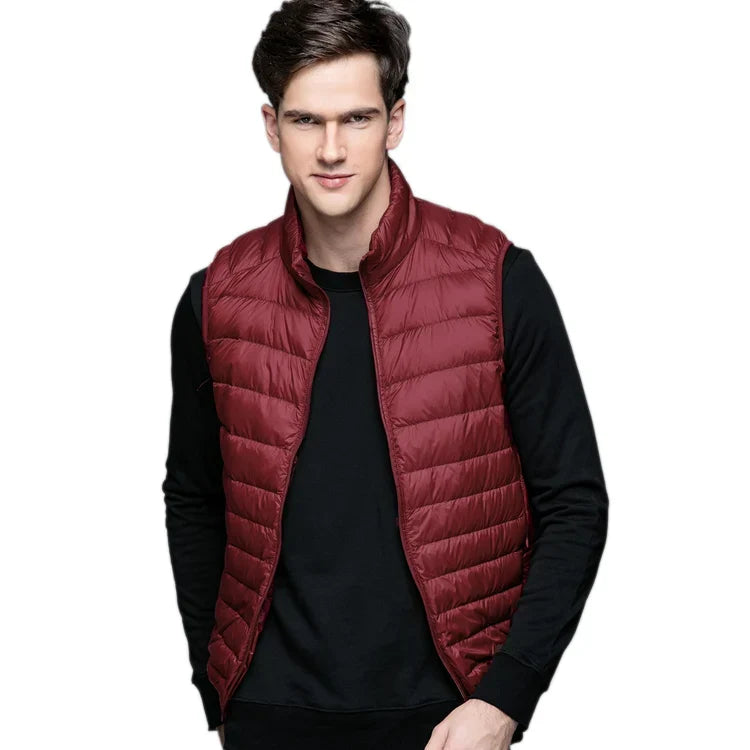 Lightweight Classic Men Down Vest - Quilted Nylon Layering