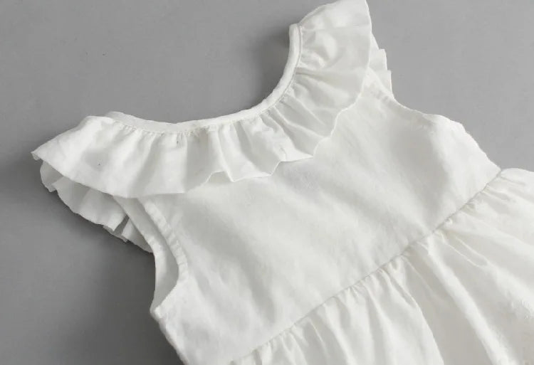 Soft Girls Dress - A-line, Sleeveless, Bow-Front Detail, Cotton-Polyester, Casual Summer Wear