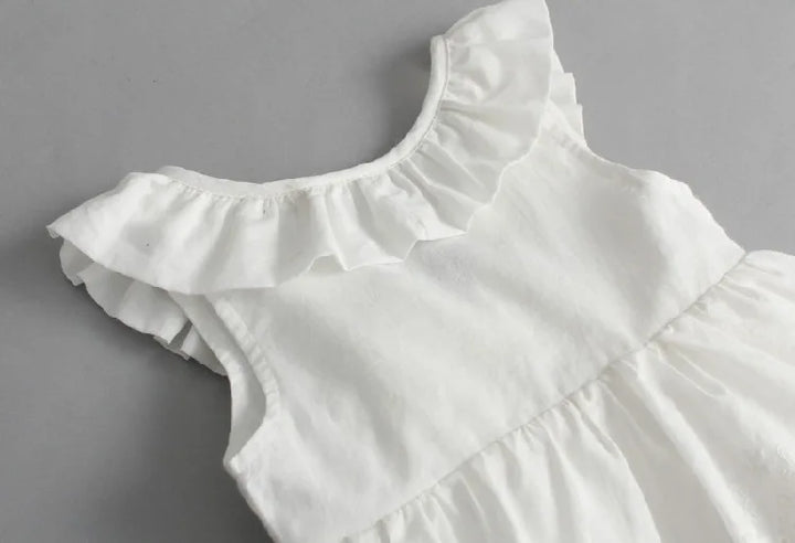 Soft Girls Dress - A-line, Sleeveless, Bow-Front Detail, Cotton-Polyester, Casual Summer Wear