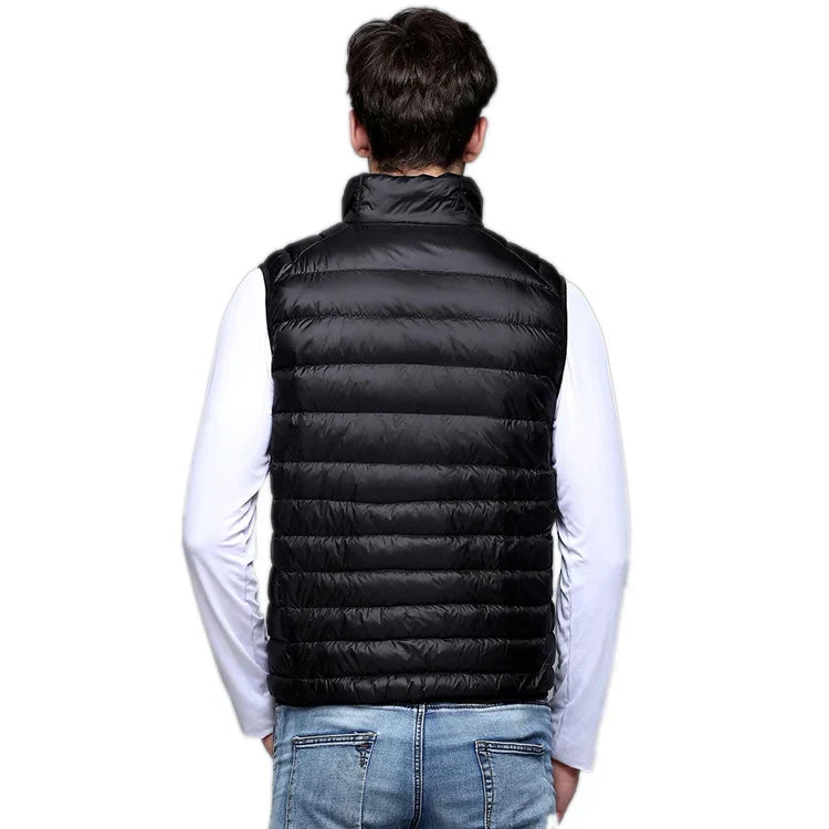 Lightweight Classic Men Down Vest - Quilted Nylon Layering