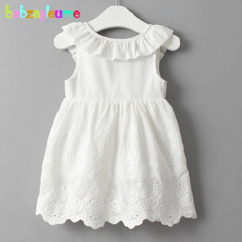 Soft Girls Dress - A-line, Sleeveless, Bow-Front Detail, Cotton-Polyester, Casual Summer Wear