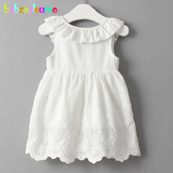 Soft Girls Dress - A-line, Sleeveless, Bow-Front Detail, Cotton-Polyester, Casual Summer Wear