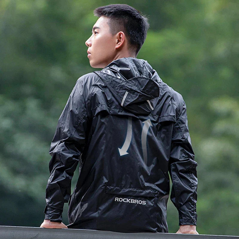 Waterproof Mens Cycling Jacket - Hooded, Nylon, For Rain