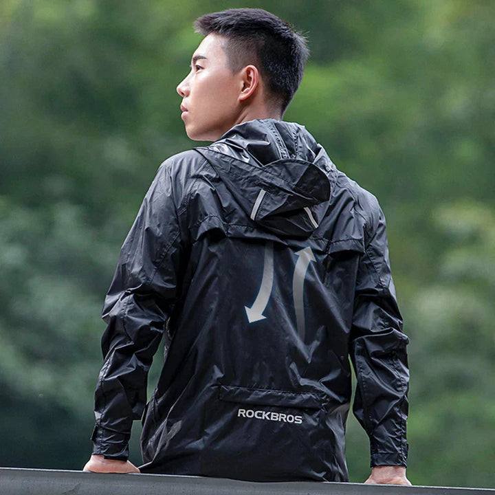 Waterproof Mens Cycling Jacket - Hooded, Nylon, For Rain