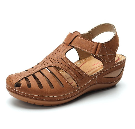 Orthopedic Leather Sandals for Women - Foot Pain Relief, Improved Posture, Adjustable Straps, Comfortable Fit