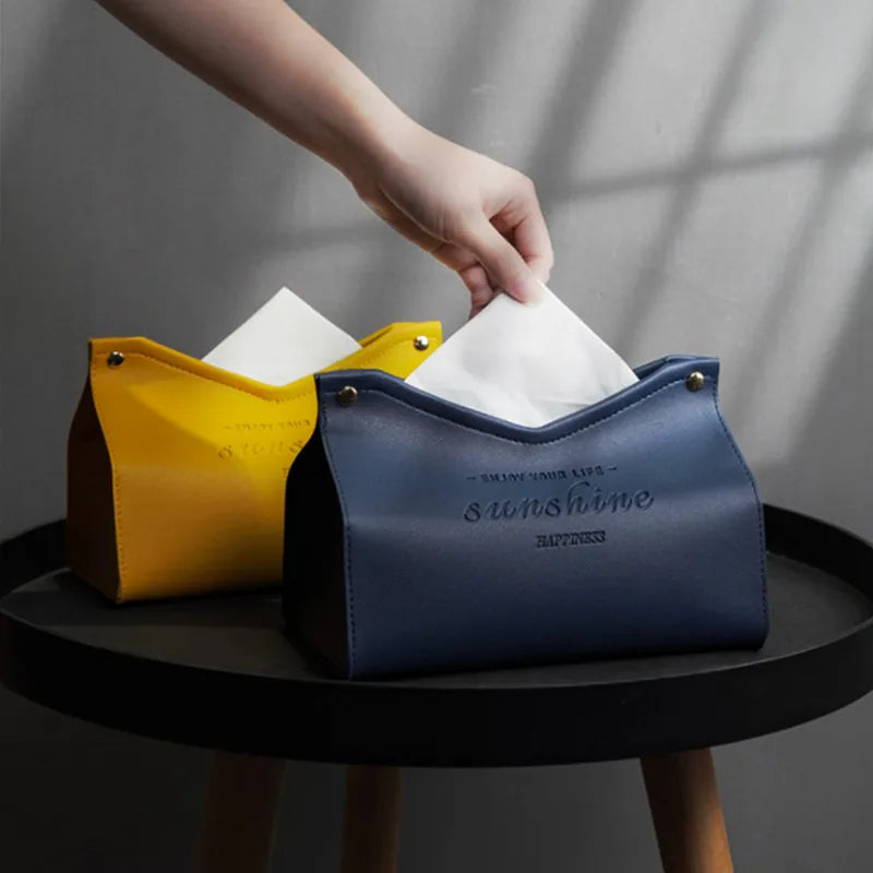 Leather Tissue Box - Nordic Car &amp; Home Decor, Large Storage Napkin Holder