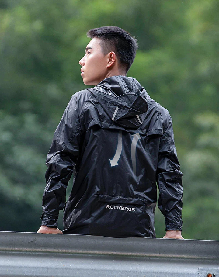 Waterproof Mens Cycling Jacket - Hooded, Nylon, For Rain