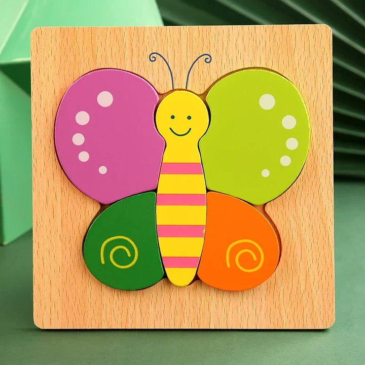 High Quality 3D Wooden Cartoon Animal Puzzle for Kids