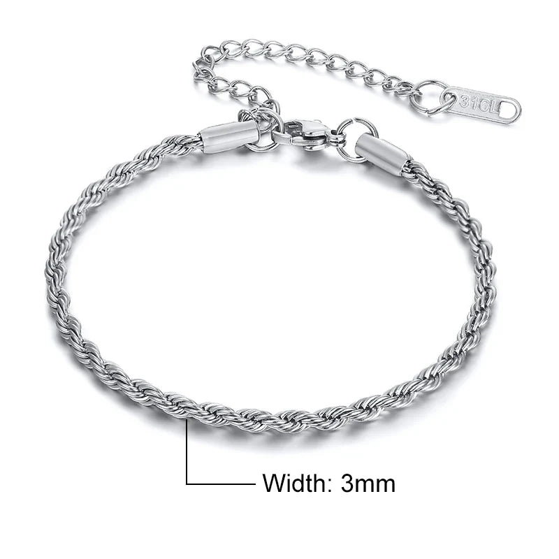 Stainless Steel Rope Chain Bracelet Twisted Singapore